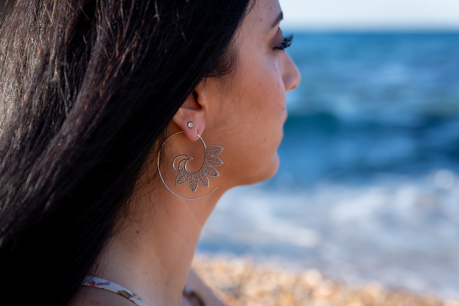 Silver Leaf Spiral Earrings