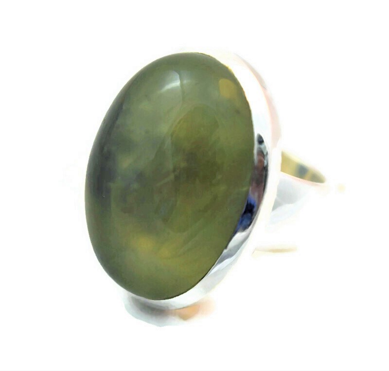 Oval Prehnite Ring