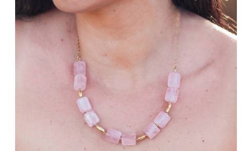 Tube Rose-Quartz necklace