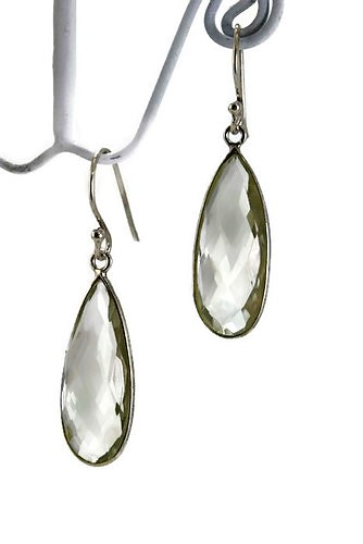 Long Teardrop Green Amethyst Earrings