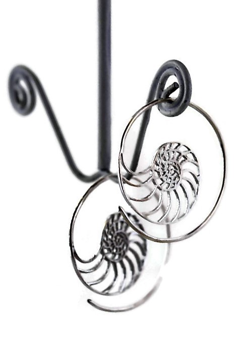 Silver Ammonite Spiral Earrings