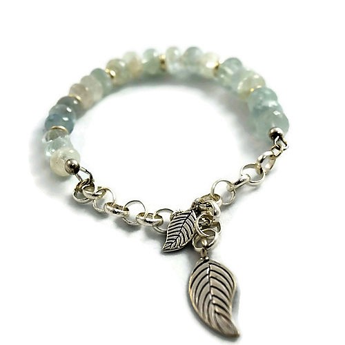 Aquamarine Leaves Bracelet