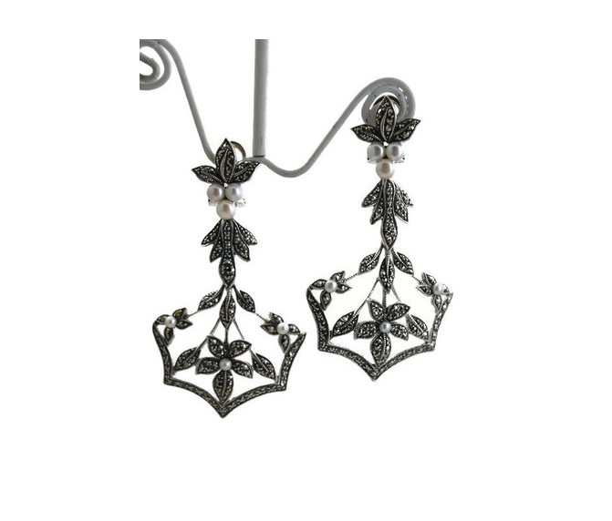 Marquise Leaves and Flowers Earrings