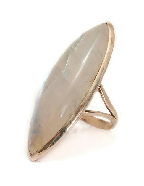 Stretched Marquise Moonstone Ring