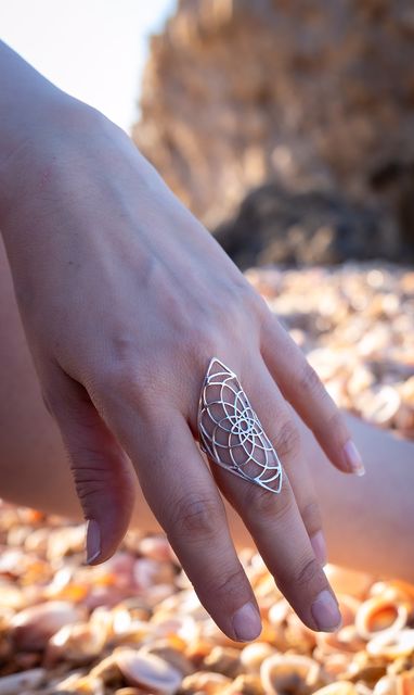 Elongated Flower of Life Ring
