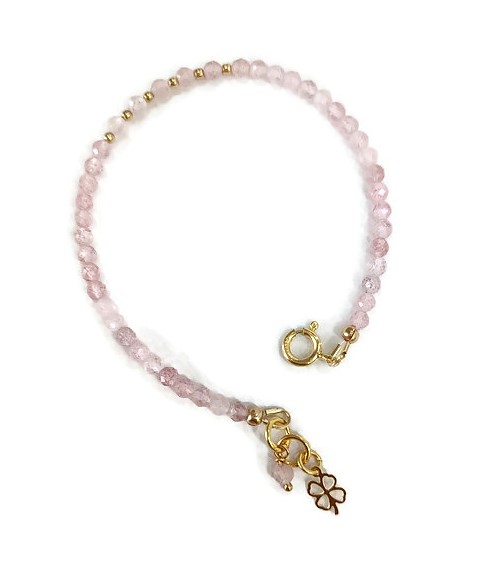 Rose-Quartz bracelet with Clover
