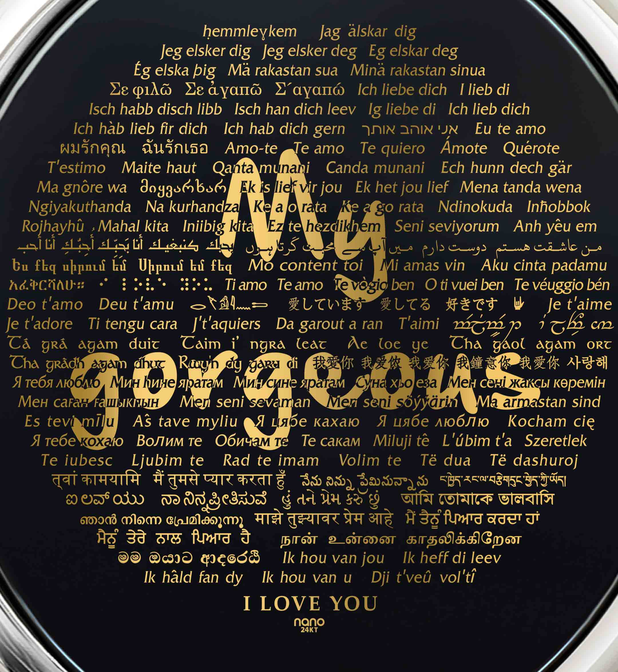 Onyx 'Gorgeous' Pendant - 'I Love You' in 120 Languages