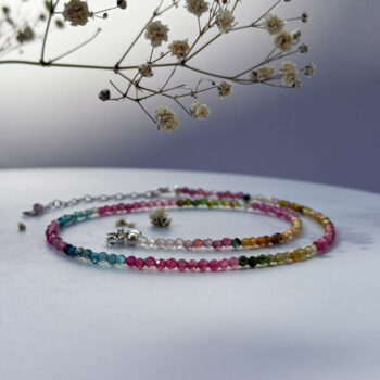 מחרוזת טורמלין מולטי-קולור איכותית עדינה