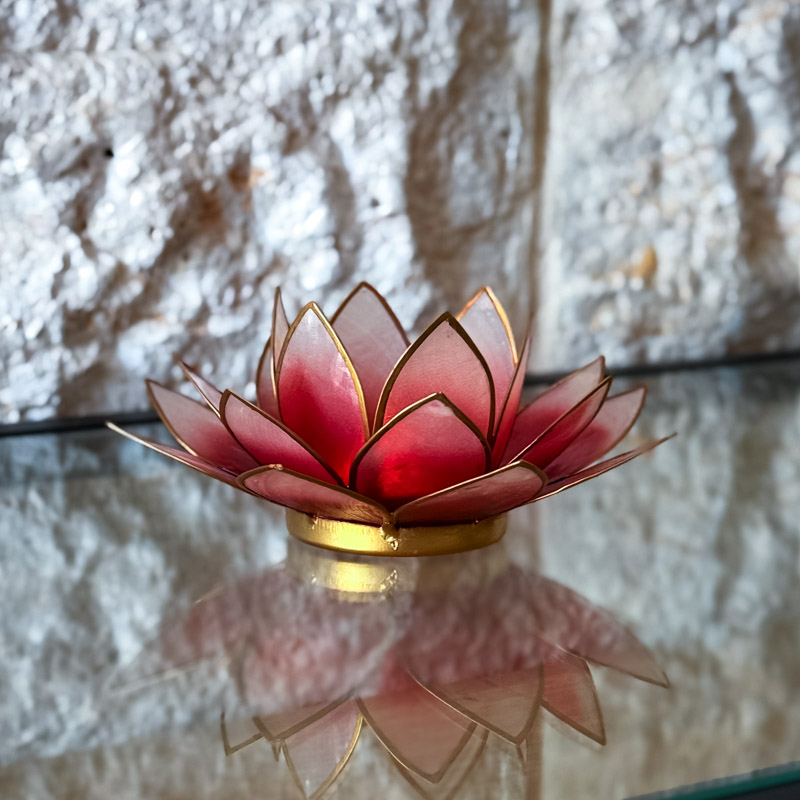 Lotus Shell Candle Holder – Ombre Red - בדרך הטבע