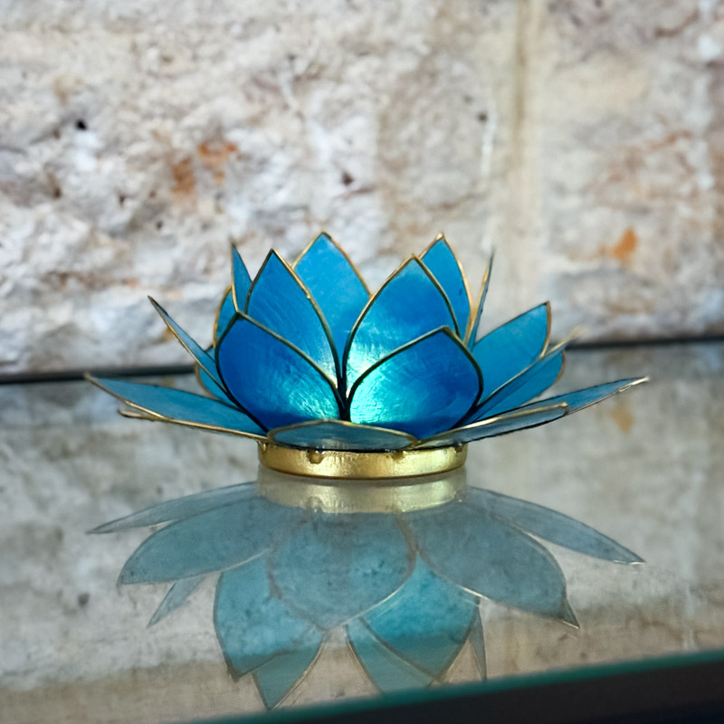 פמוט לוטוס צדפה - טורקיז