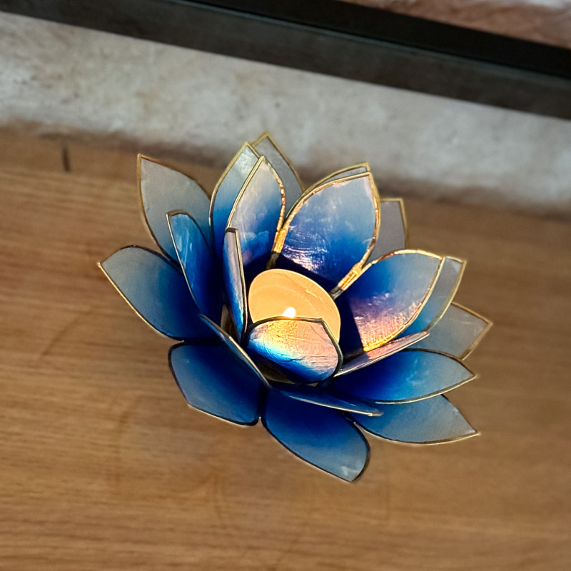 פמוט לוטוס צדפה - טורקיז אומברה