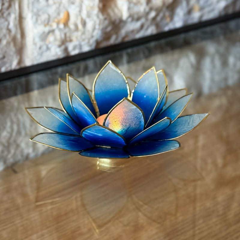 פמוט לוטוס צדפה - טורקיז אומברה