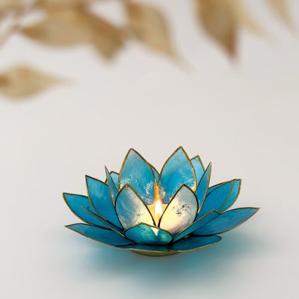 Turquoise Lotus Shell Candle holder