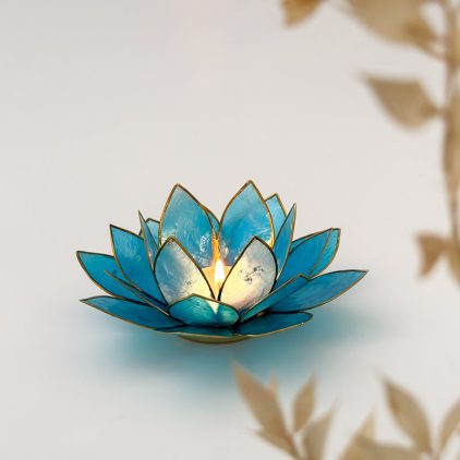 Turquoise Lotus Shell Candle holder