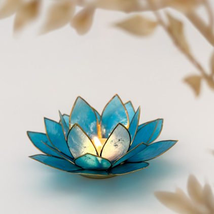 Turquoise Lotus Shell Candle holder