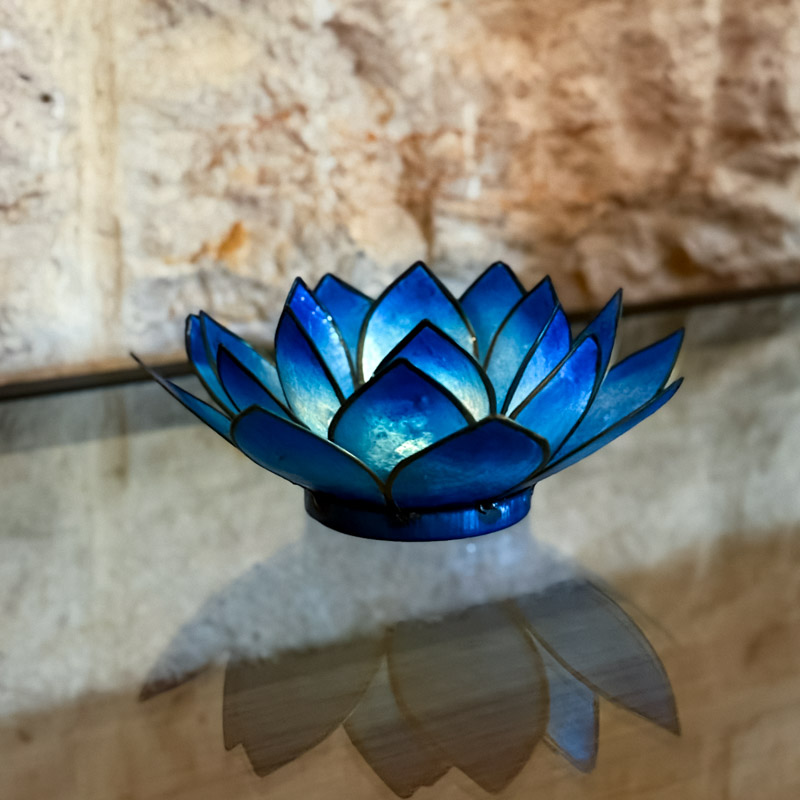 פמוט לוטוס צדפה – כחול כהה אומברה