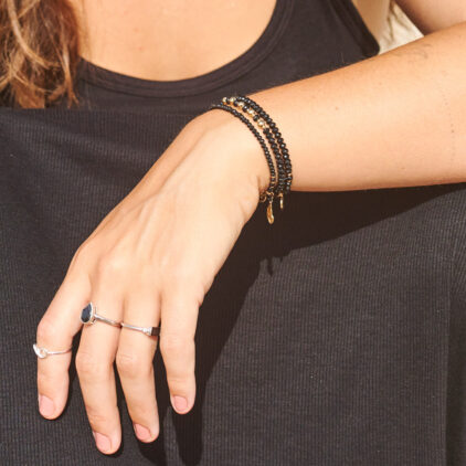 Black Tourmaline and Gold-Filled Bracelet