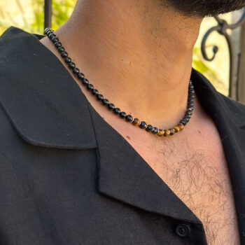 מחרוזת עין הנמר וטורמלין שחור - רגב