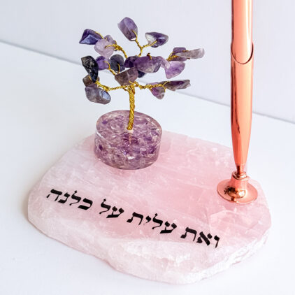 עט רוז גולד על פלח רוז קוורץ