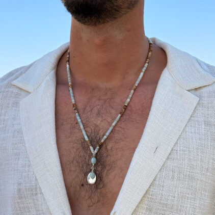מחרוזת אמזונייט עניבה לגבר - רוח ים