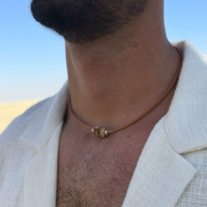 שרשרת עור ג'ספר פיקצ'ר לגבר- נגב
