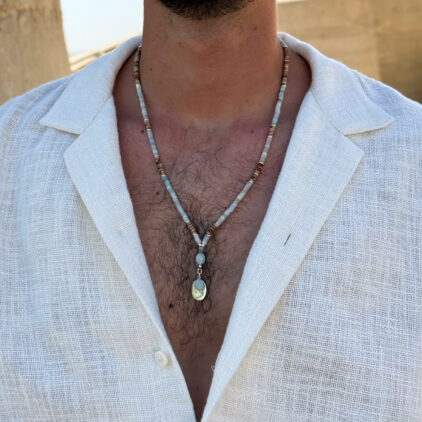מחרוזת אמזונייט עניבה לגבר - רוח ים