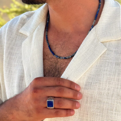 מחרוזת לאפיס לזולי לגבר - תבל