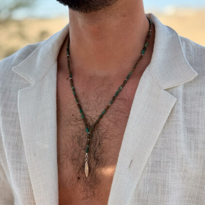 מחרוזת טורקיז ירוק עניבה לגבר - אדמת סחף