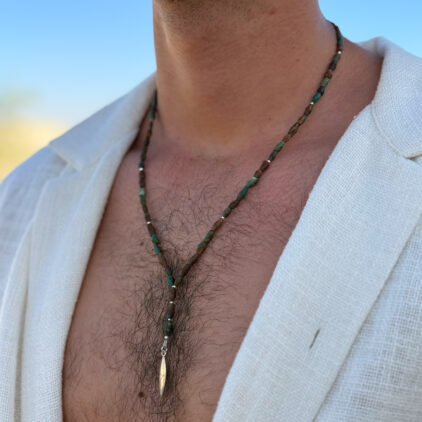 מחרוזת טורקיז ירוק עניבה לגבר - אדמת סחף