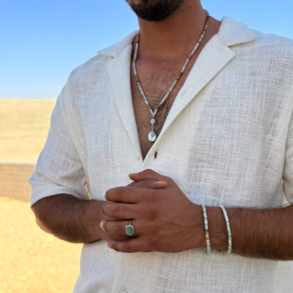 מחרוזת אמזונייט עניבה לגבר - רוח ים