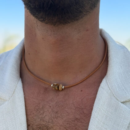 שרשרת עור ג'ספר פיקצ'ר לגבר- נגב