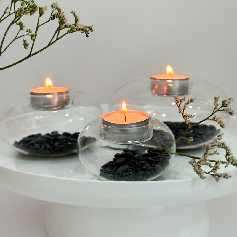 פמוט בועת זכוכית - טורמלין שחור פמוט בועת זכוכית - טורמלין שחור