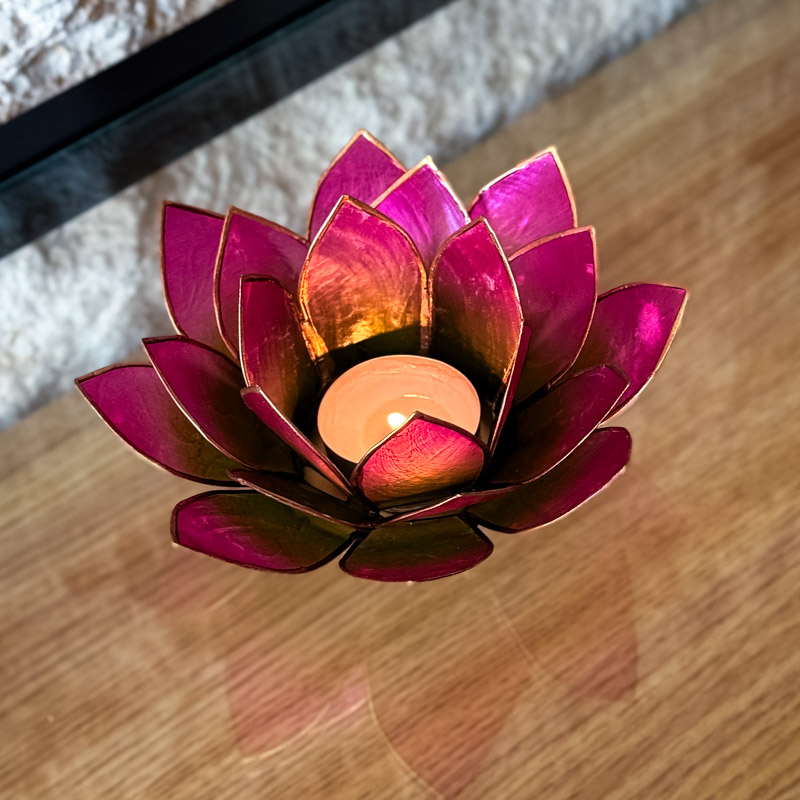 פמוט לוטוס צדפה - אדום גוונים