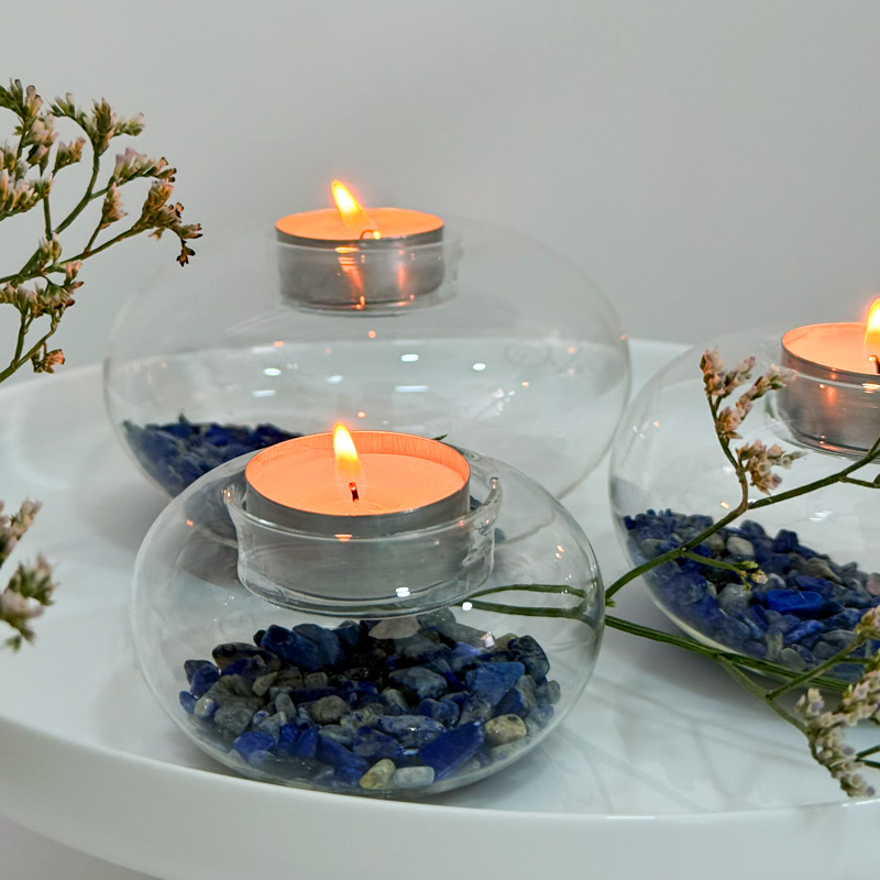 פמוט בועת זכוכית - לאפיס לזולי פמוט בועת זכוכית - לאפיס לזולי