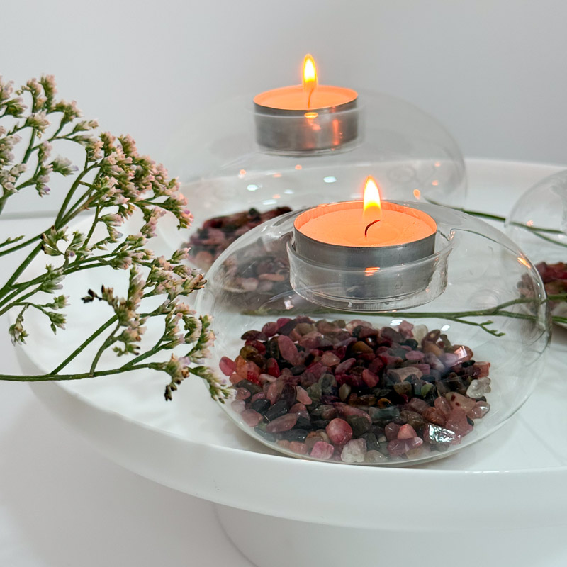 פמוט בועת זכוכית - טורמלין צבעוני פמוט בועת זכוכית - טורמלין צבעוני