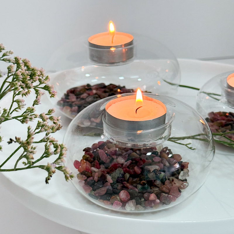 פמוט בועת זכוכית - טורמלין צבעוני פמוט בועת זכוכית - טורמלין צבעוני