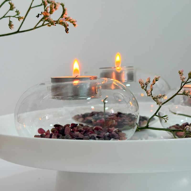 פמוט בועת זכוכית - טורמלין צבעוני פמוט בועת זכוכית - טורמלין צבעוני