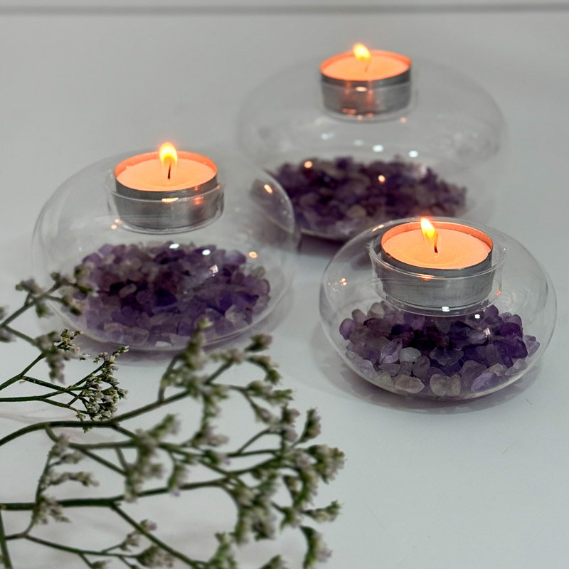 פמוט בועת זכוכית - אמטיסט פמוט בועת זכוכית - אמטיסט