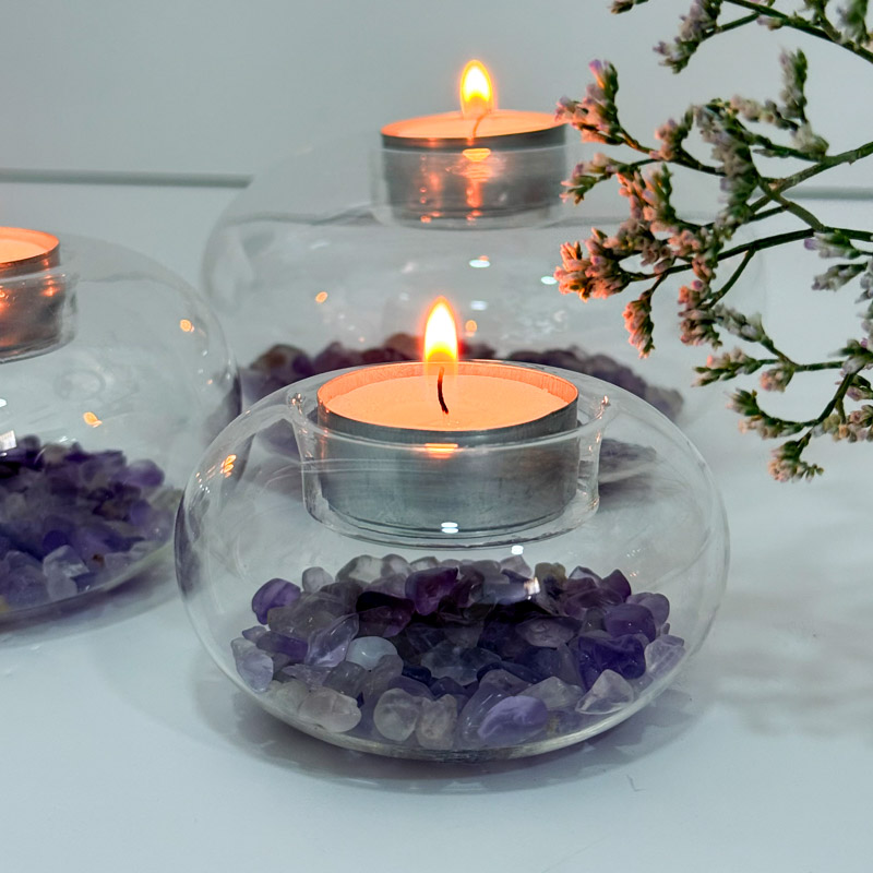 פמוט בועת זכוכית - אמטיסט פמוט בועת זכוכית - אמטיסט