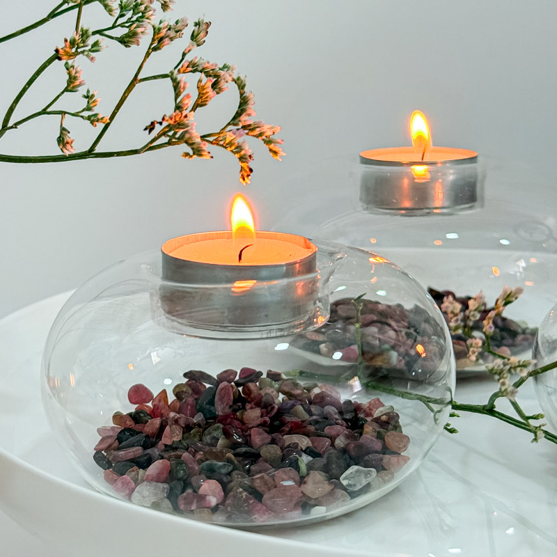 פמוט בועת זכוכית - טורמלין צבעוני פמוט בועת זכוכית - טורמלין צבעוני