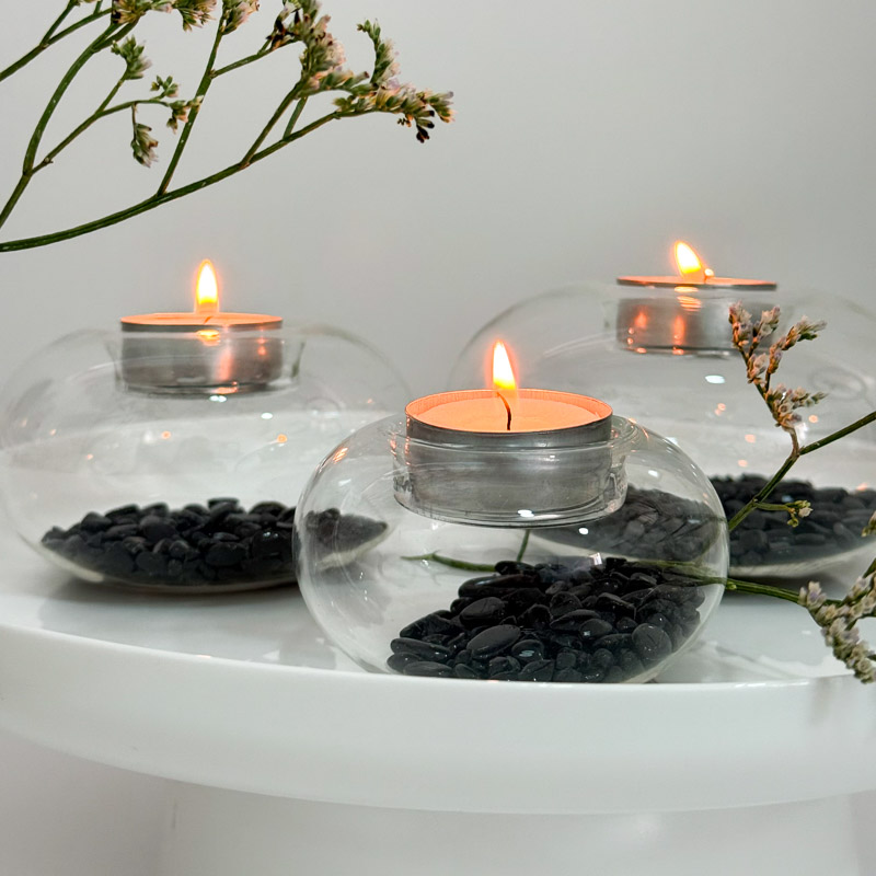 פמוט בועת זכוכית - טורמלין שחור פמוט בועת זכוכית - טורמלין שחור