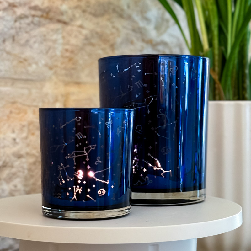 פמוט זכוכית מערכת הכוכבים - כחול