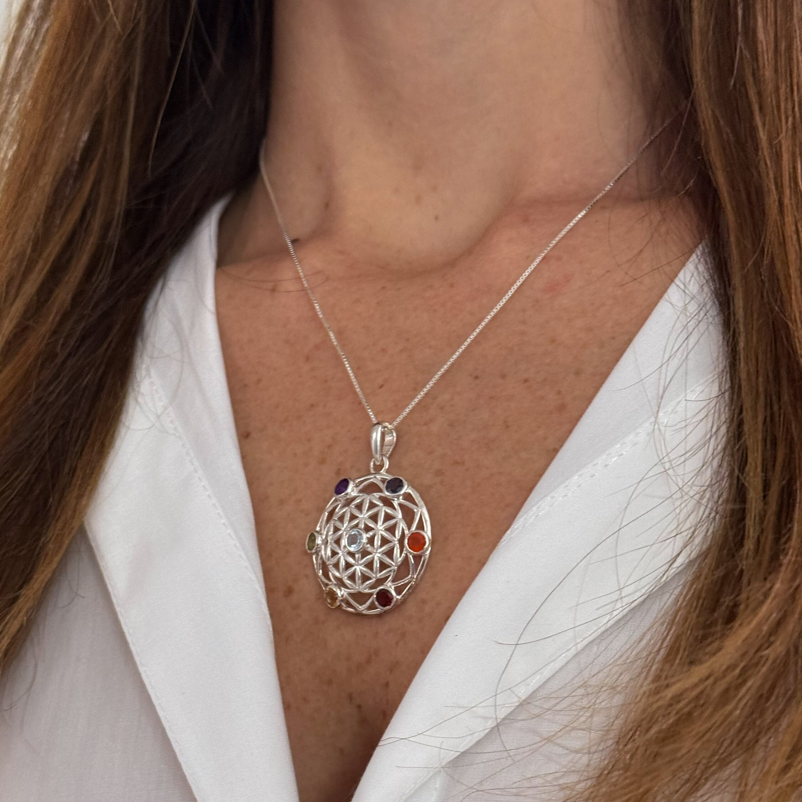 תליון צ'אקרות פרח החיים תליון צ'אקרות פרח החיים