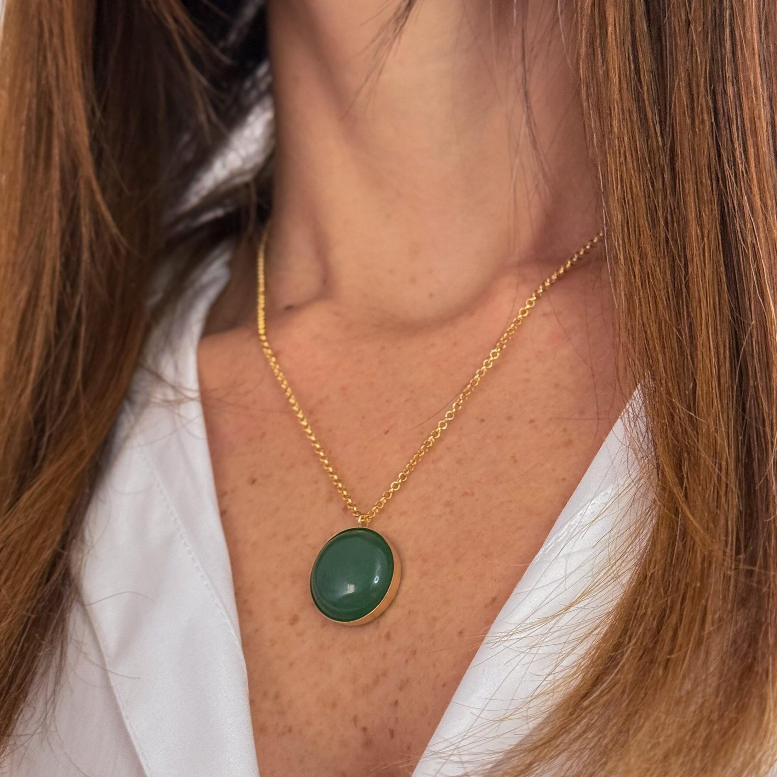 שרשרת אוונטורין ירוק - מעגל הנשמה שרשרת אוונטורין ירוק - מעגל הנשמה