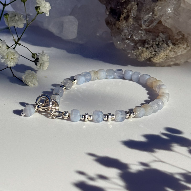 צמיד אגת בלו-לייס קוביות Classic