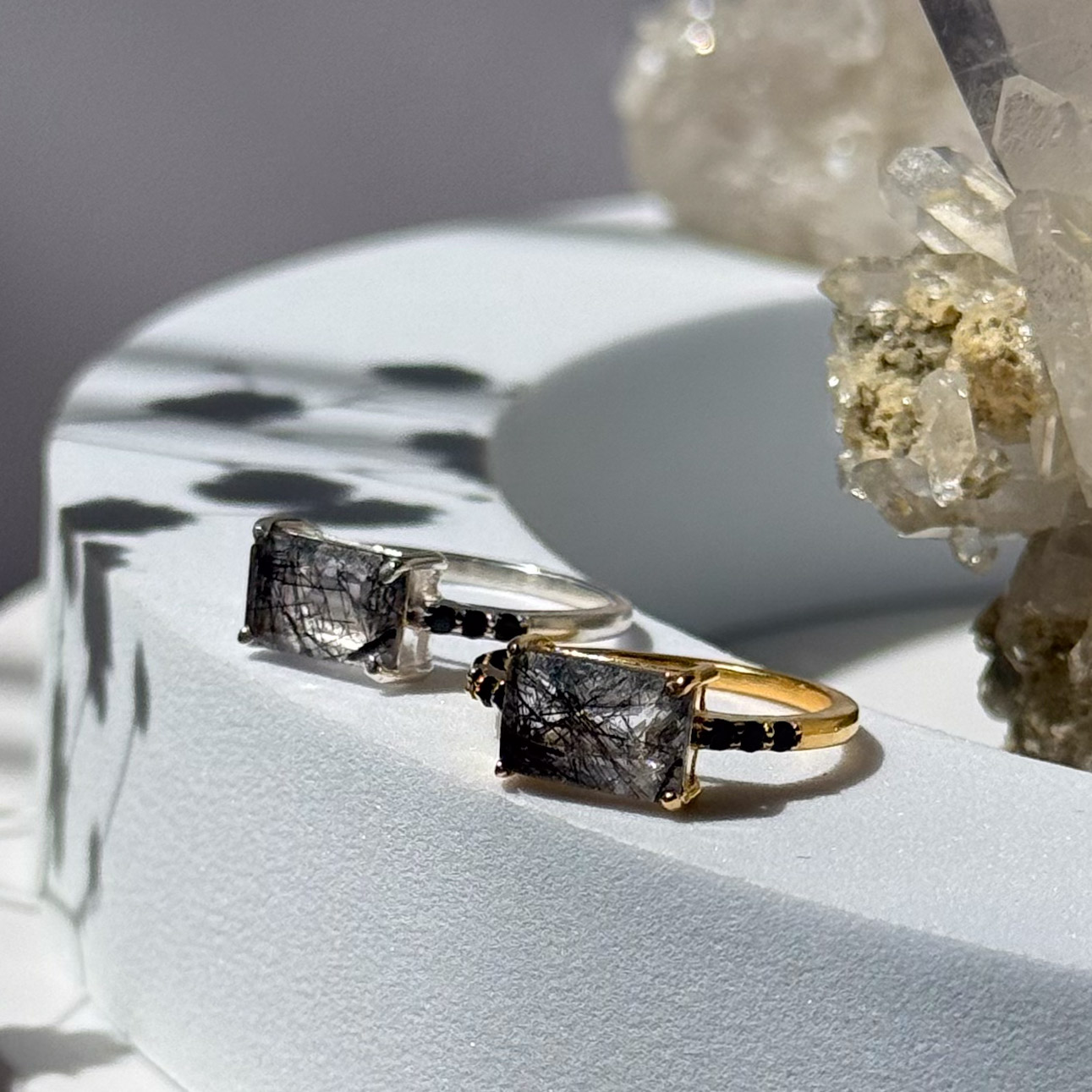טבעת טורמלין שחור בקוורץ- Grace