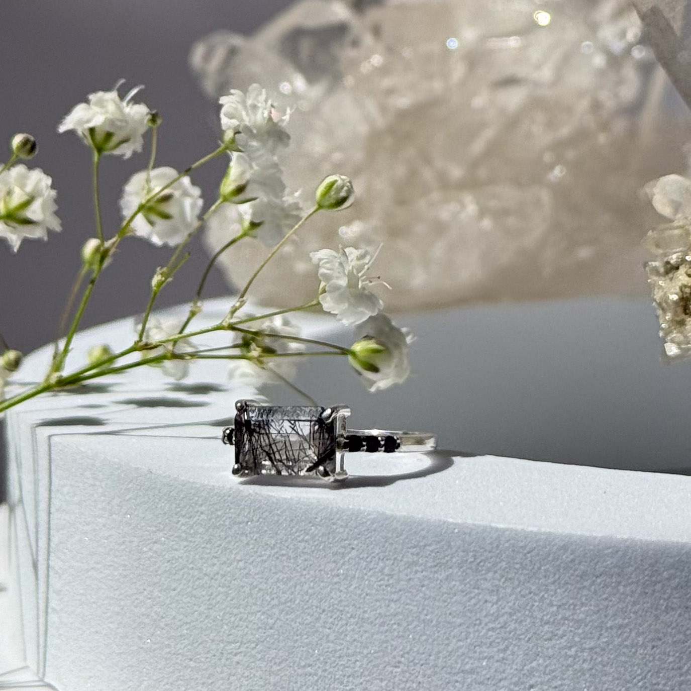 טבעת טורמלין שחור בקוורץ- Grace