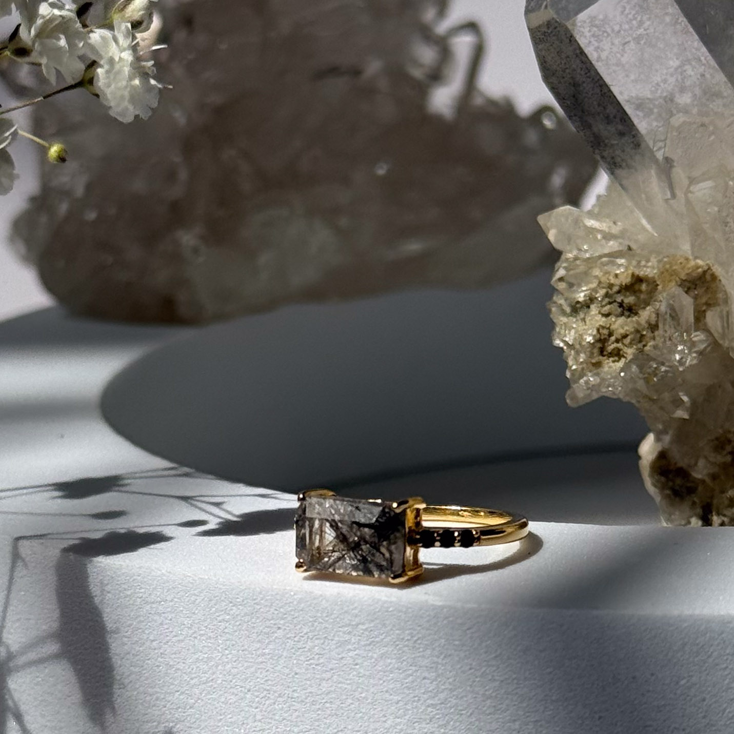 טבעת טורמלין שחור בקוורץ- Grace