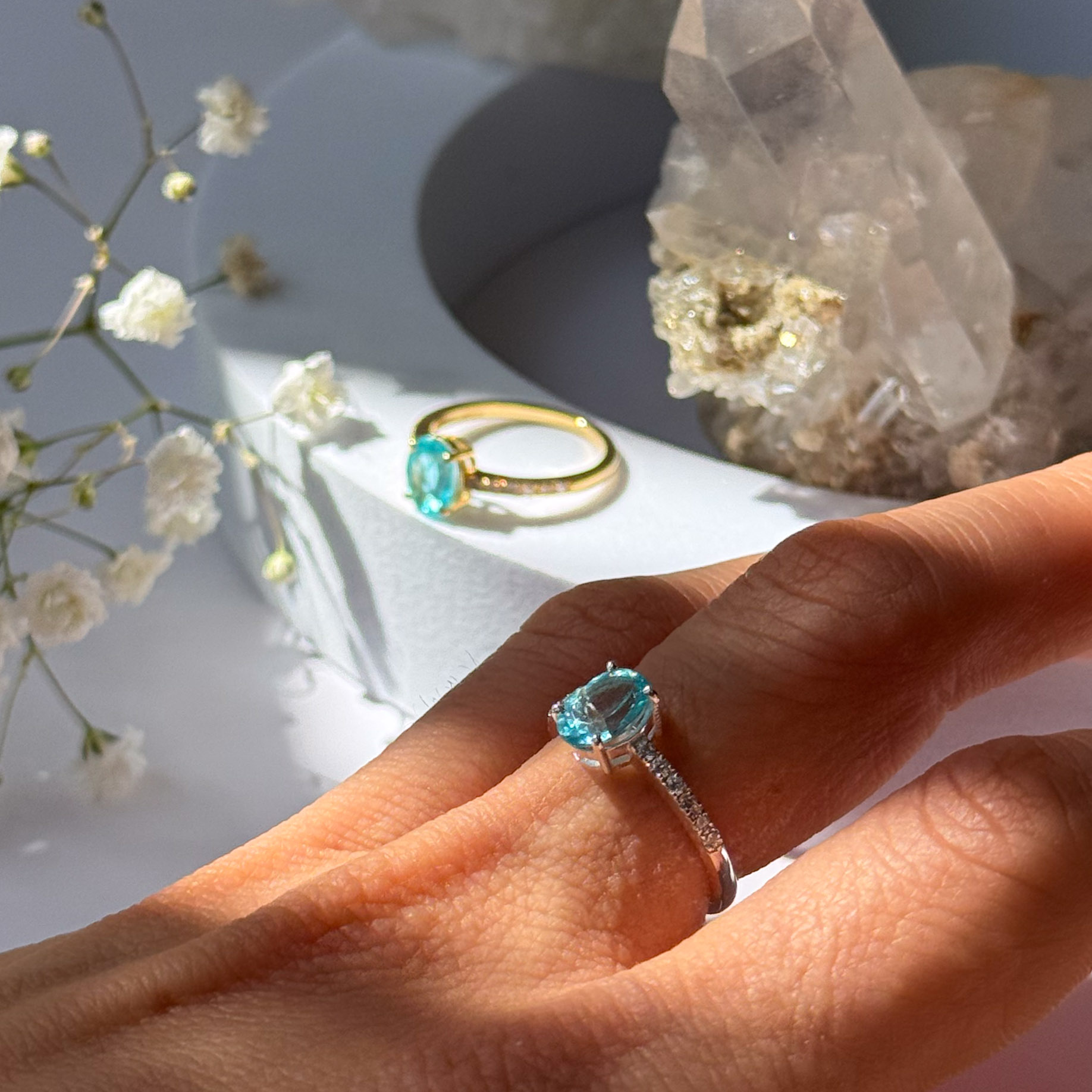 טבעת אפטייט כחול- Diana