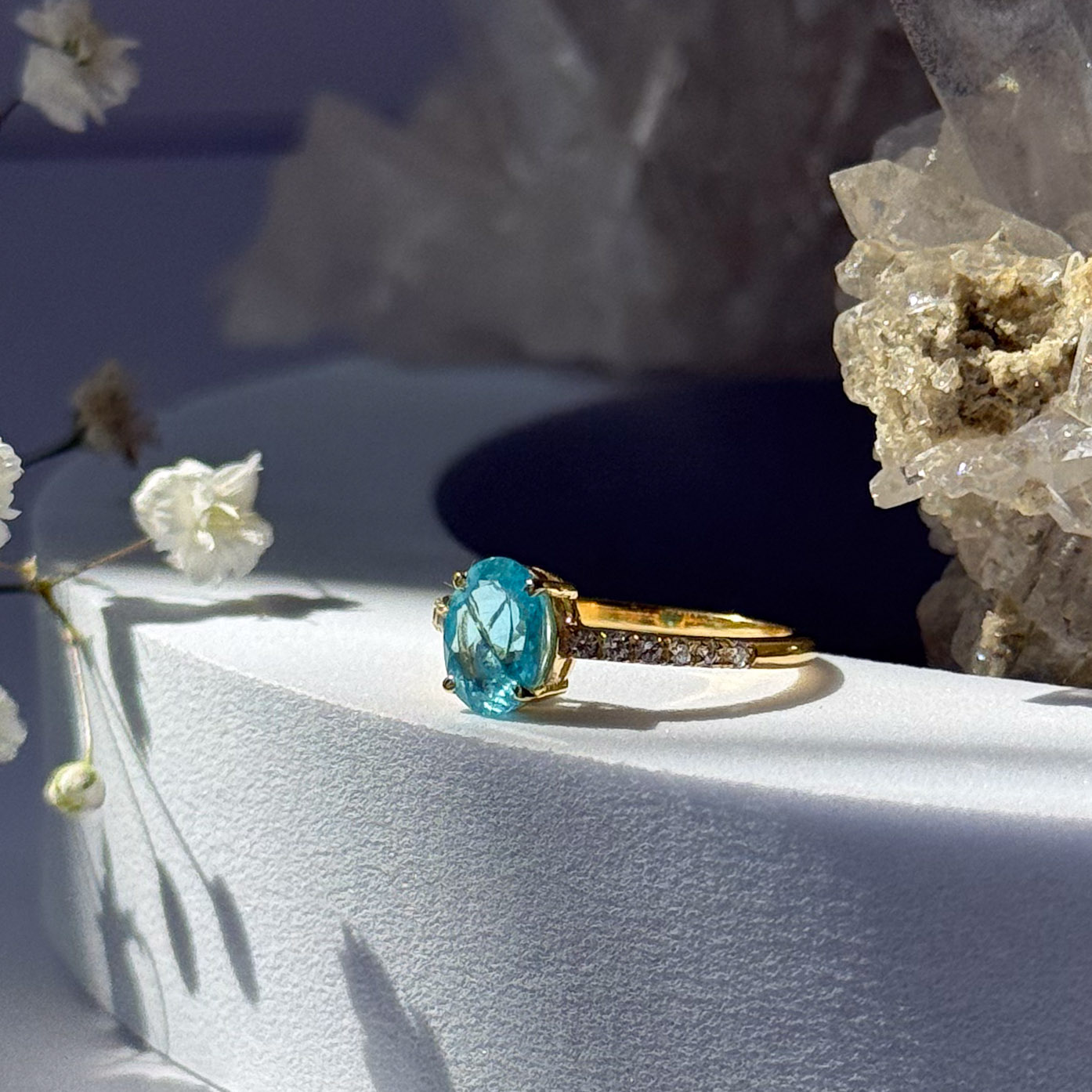 טבעת אפטייט כחול- Diana